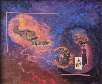 Utrinki iz preteklosti in sedanjosti, meš. teh. akril-platno, 50x60 cm, 2025, Dragica Šetina